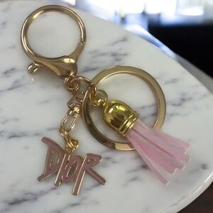 Gold and Pink Tassel Keychain